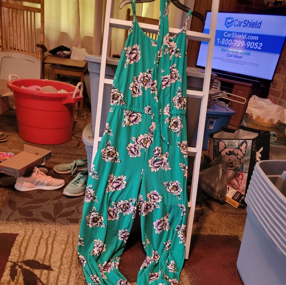 Green floral jumpsuit